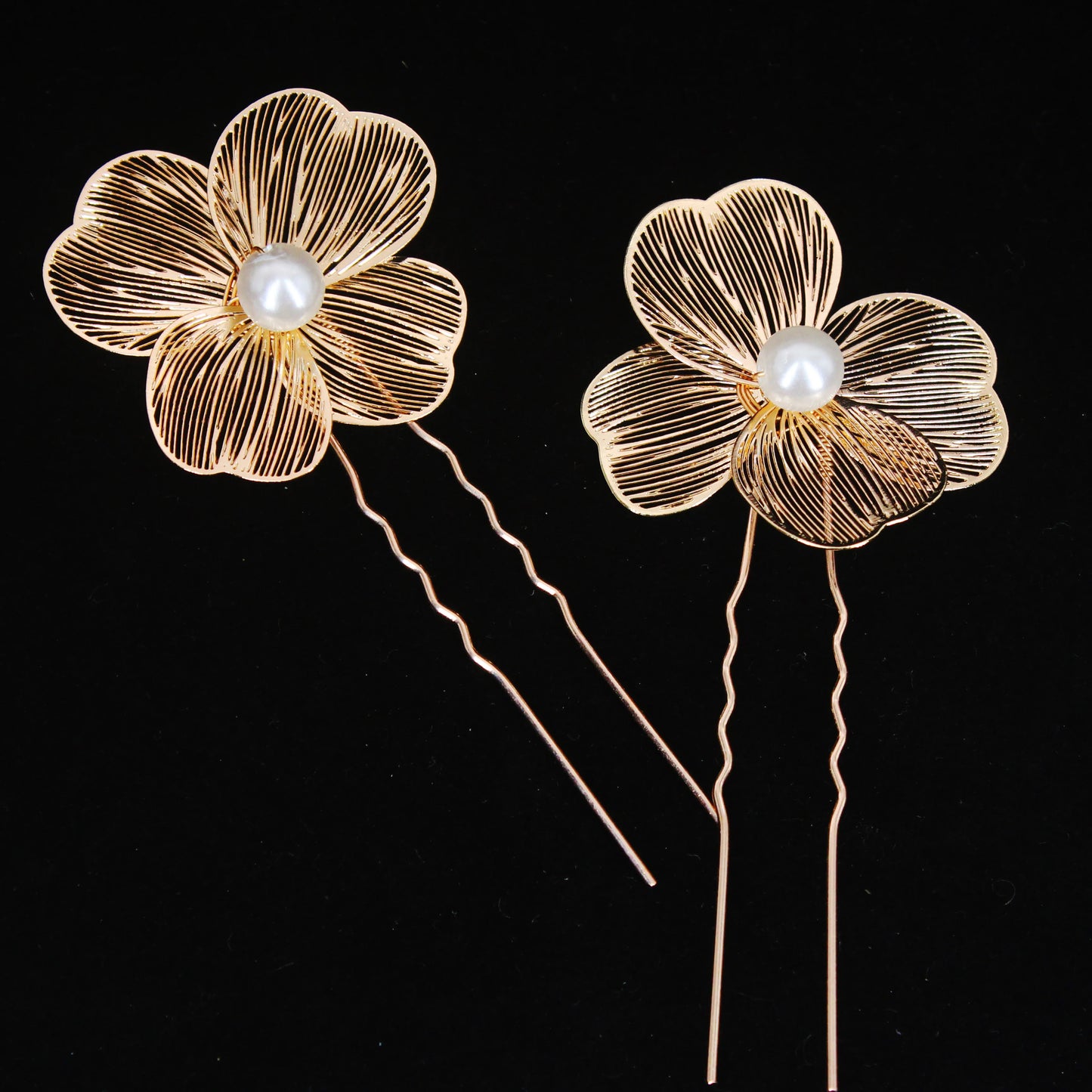 Bridal Bliss Flower Pearl Hair Comb Pins - 2PCS Wedding Accessories