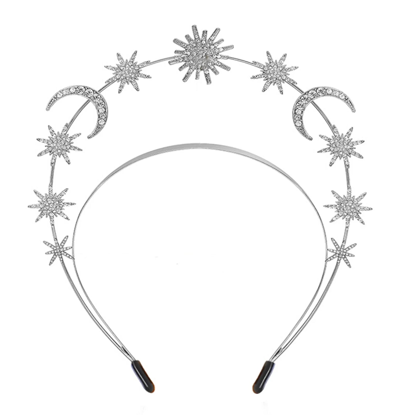 Wedding Crown Hair Jewelry - Double Layer Crystal Star Headpiece with Rhinestones