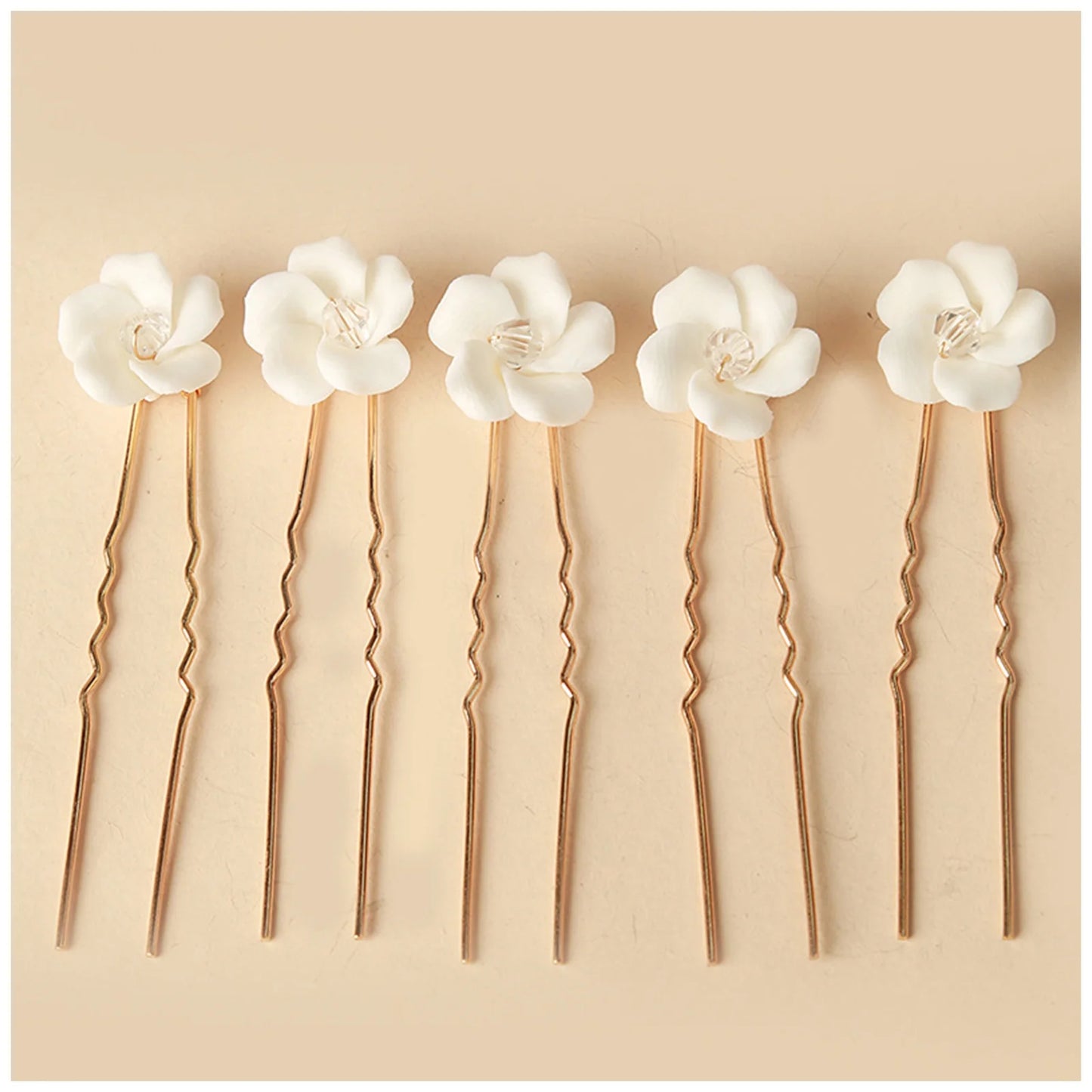Elegant Bride U-Shaped Hair Sticks - Top-Rated Porcelain Flower Hairpins for Stunning Wedding Looks