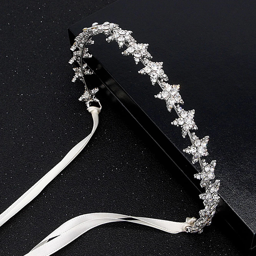 Wedding Crown Hair Jewelry - Double Layer Crystal Star Headpiece with Rhinestones