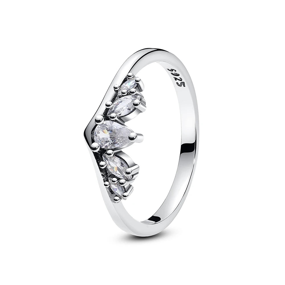 Original 925 Sterling Silver Love Heart Crown Engagement Ring - Rose Gold Luxury Jewelry Gift