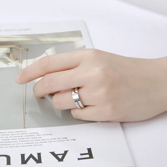 1 Stück Edelstahl-Hohl-Vakuumplattierungs-Paar-Ring-Schmuck 