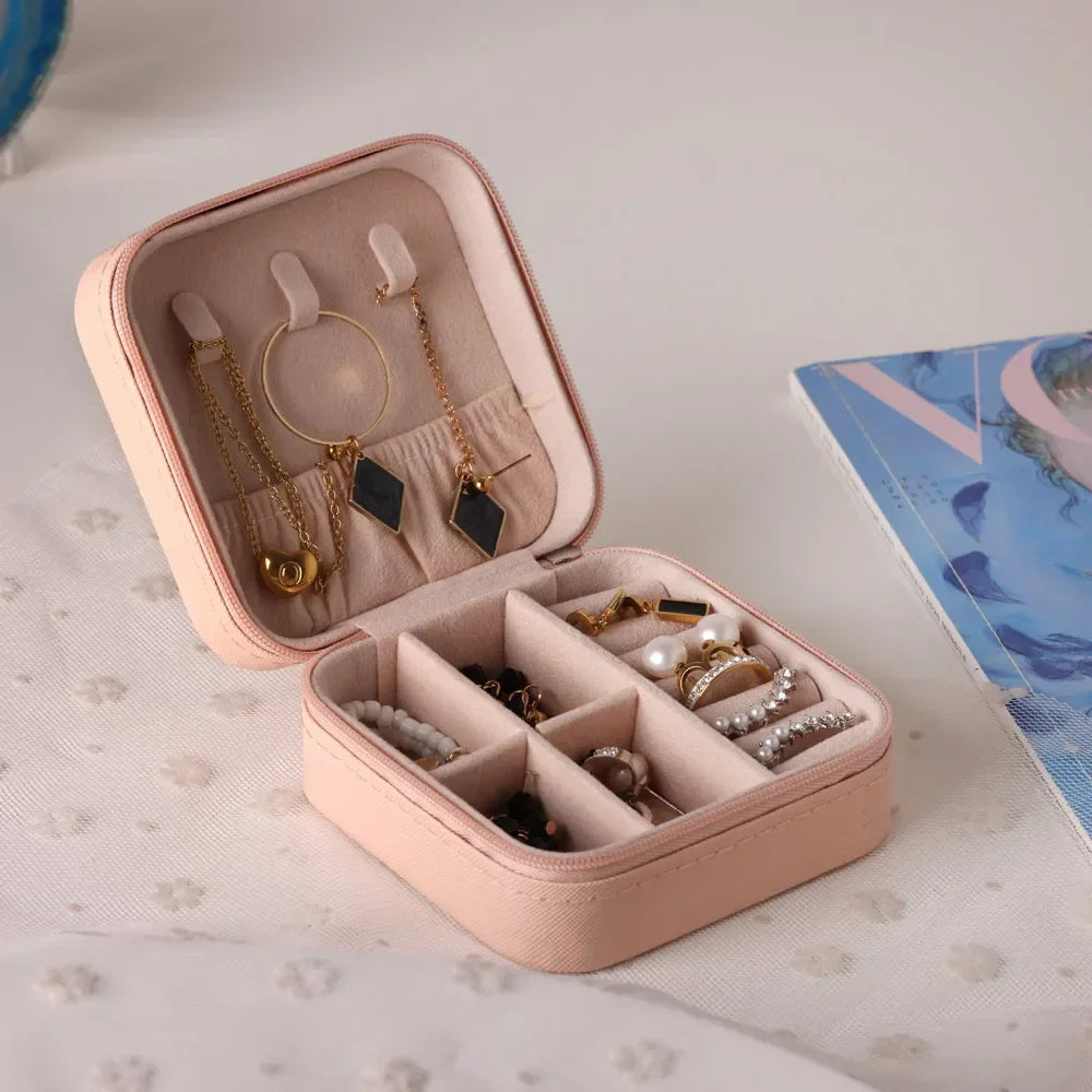 Haus Reisearrings Halskette Aufbewahrungsschachtel für Frauen Ringorganisator PU - Lederschaubox Mini - Schmuckaufbewahrungsbox tragbar