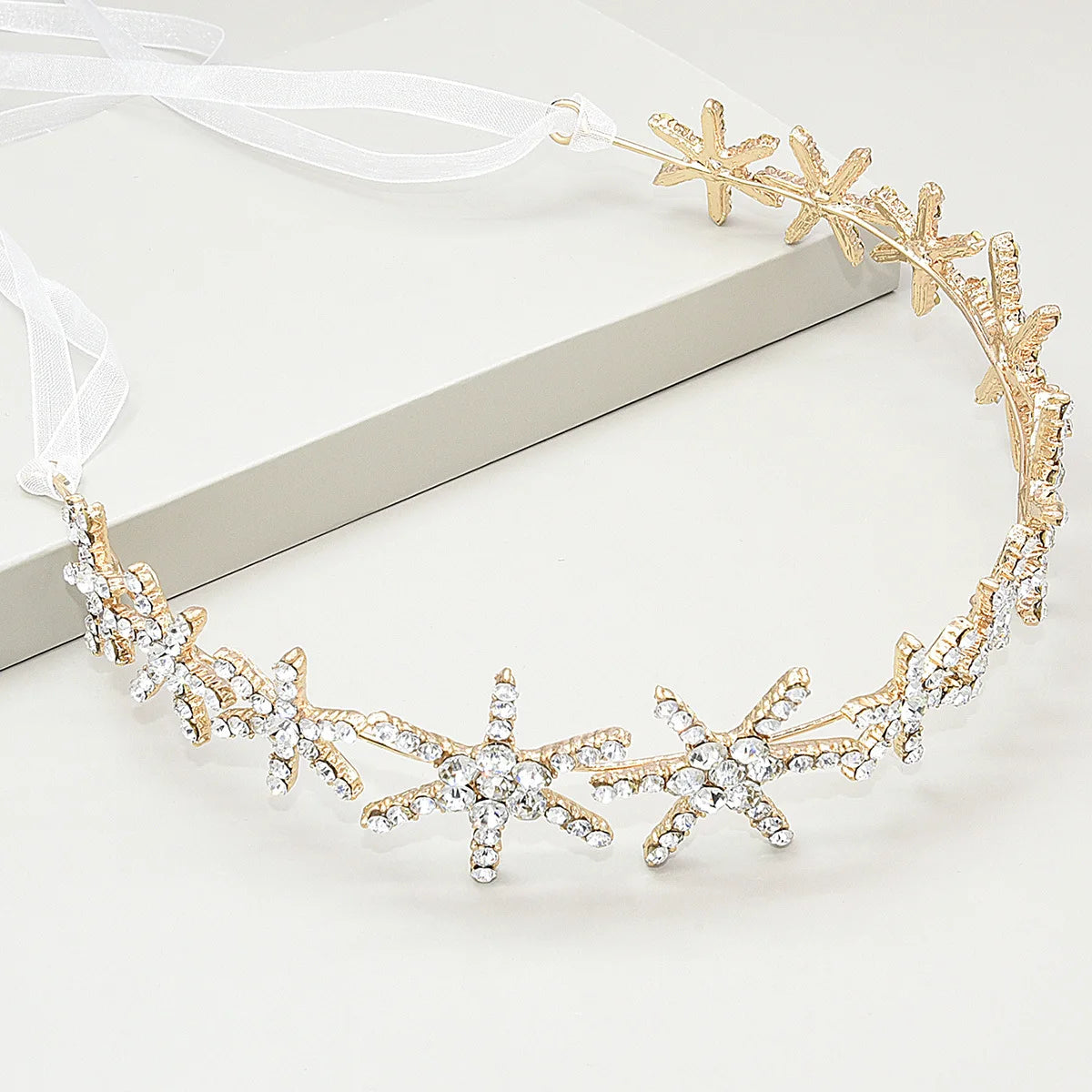 Wedding Crown Hair Jewelry - Double Layer Crystal Star Headpiece with Rhinestones