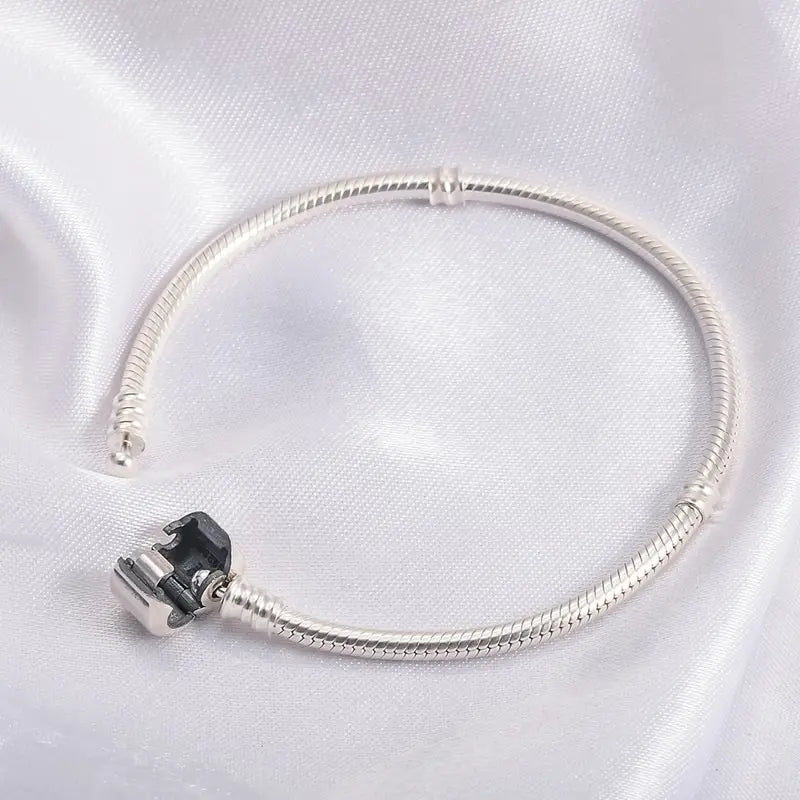 Handcrafted Silver Charm Bracelet - Top-Rated Soft Smooth Snake Bone Design for Women