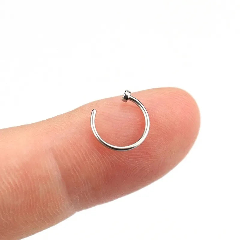 2/6 Stücke gefälschte Nasenringe für Frauen, 316L Edelstahl Lippenringe, Labret-Ring, Nasenring-Bügelförmige Stecknadeln, Nasenpiercing-Juwelen