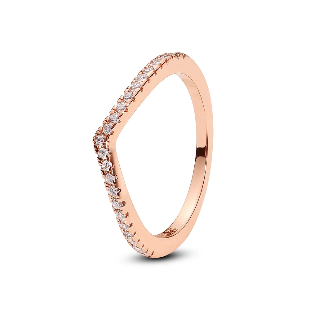 Original 925 Sterling Silver Love Heart Crown Engagement Ring - Rose Gold Luxury Jewelry Gift