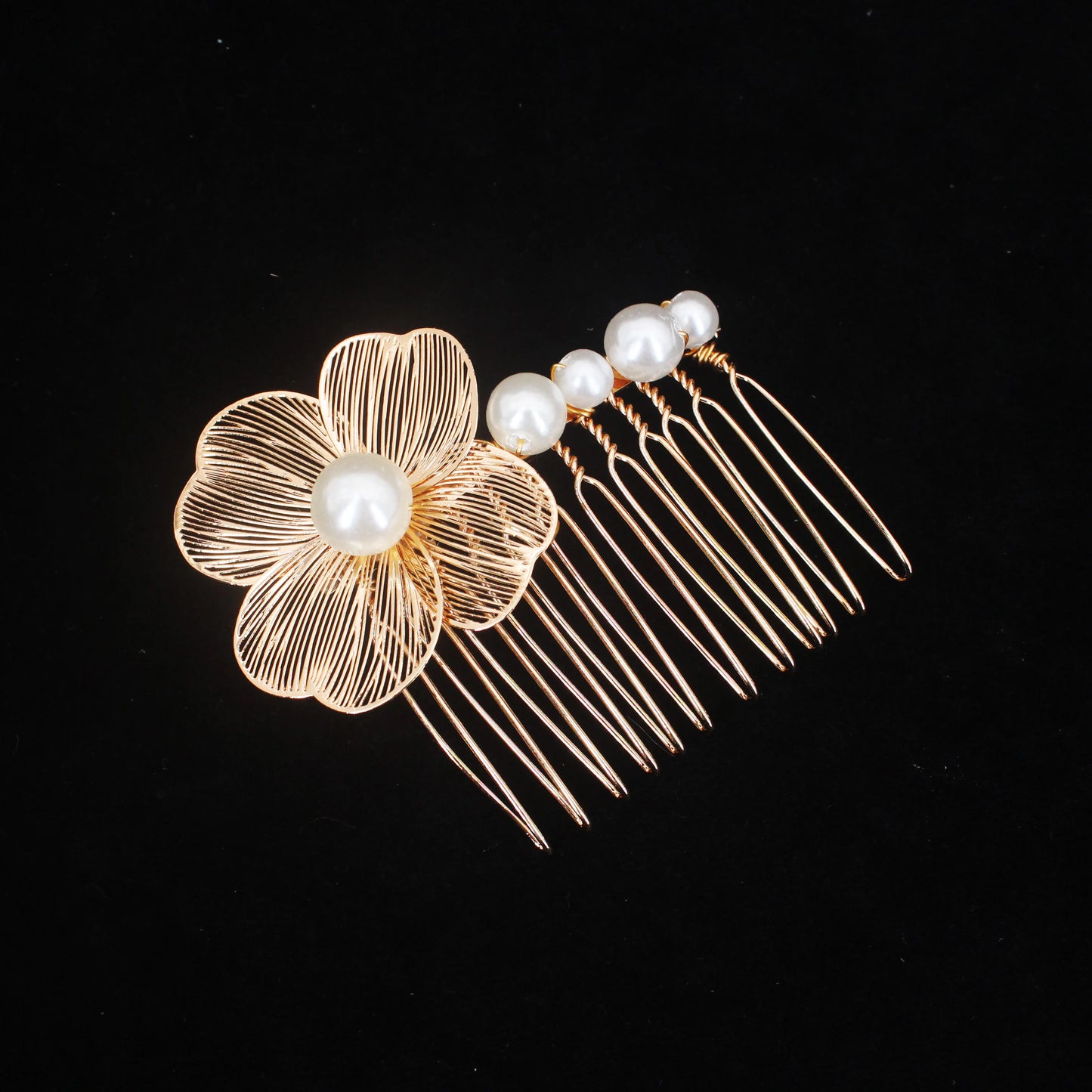 Bridal Bliss Flower Pearl Hair Comb Pins - 2PCS Wedding Accessories