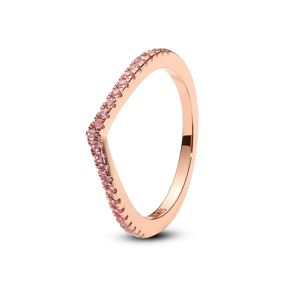Original 925 Sterling Silver Love Heart Crown Engagement Ring - Rose Gold Luxury Jewelry Gift