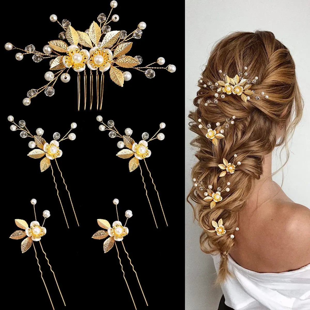 Elegant Bride U-Shaped Hair Sticks - Top-Rated Porcelain Flower Hairpins for Stunning Wedding Looks