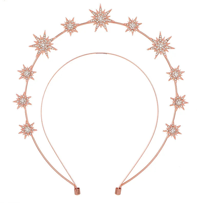 Wedding Crown Hair Jewelry - Double Layer Crystal Star Headpiece with Rhinestones