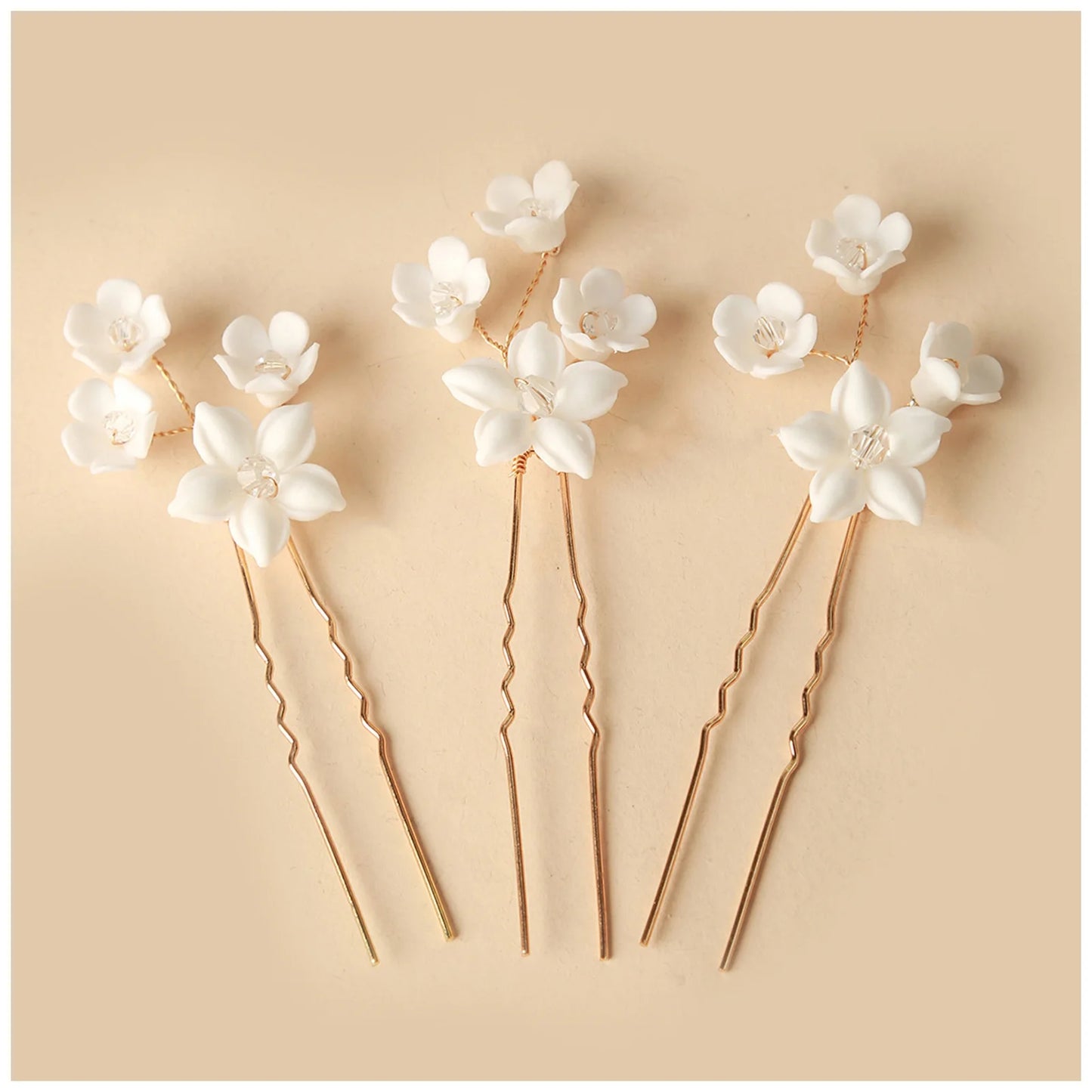 Elegant Bride U-Shaped Hair Sticks - Top-Rated Porcelain Flower Hairpins for Stunning Wedding Looks