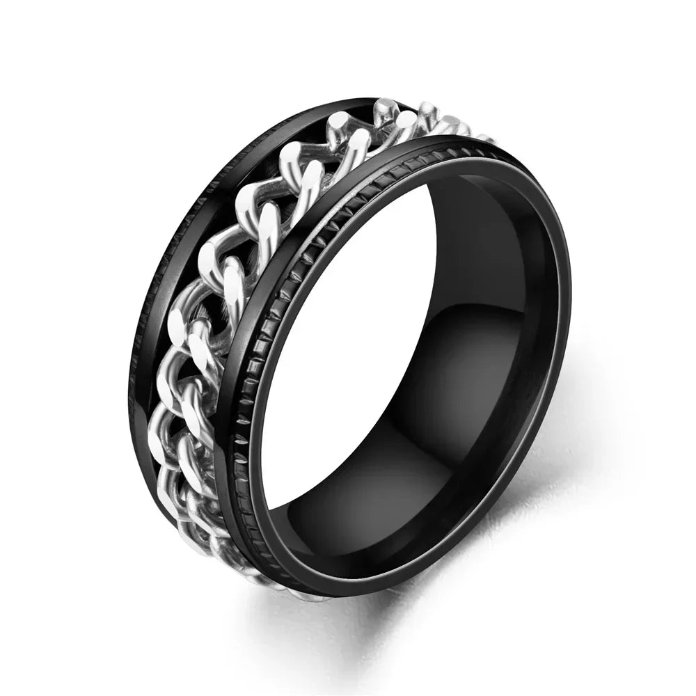 Fashionable Rotatable Stainless Steel Chain Ring for Men & Women - Top-Rated Titanium Jewelry Gift
