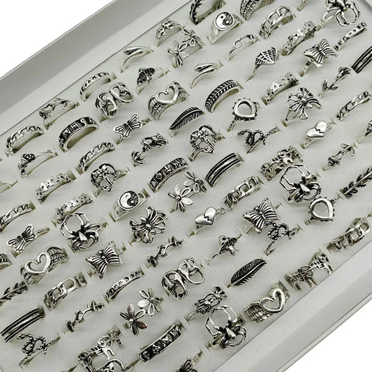 30pcs Alloy Finger Rings Set - Trendy Floral & Animal Designs for Women