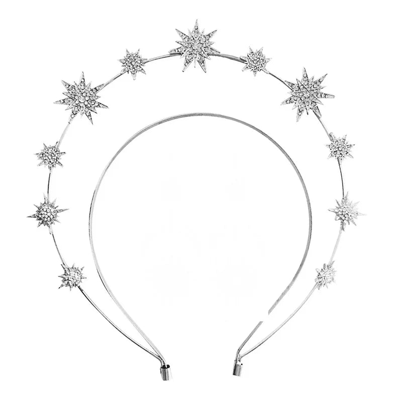 Wedding Crown Hair Jewelry - Double Layer Crystal Star Headpiece with Rhinestones