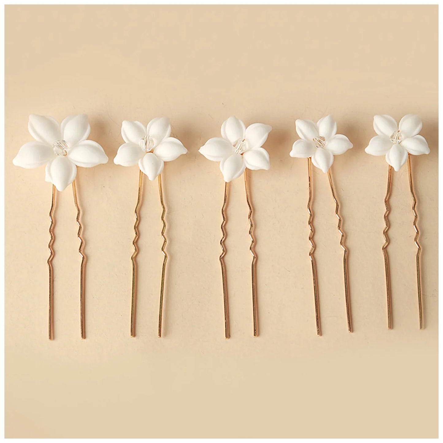 Elegant Bride U-Shaped Hair Sticks - Top-Rated Porcelain Flower Hairpins for Stunning Wedding Looks