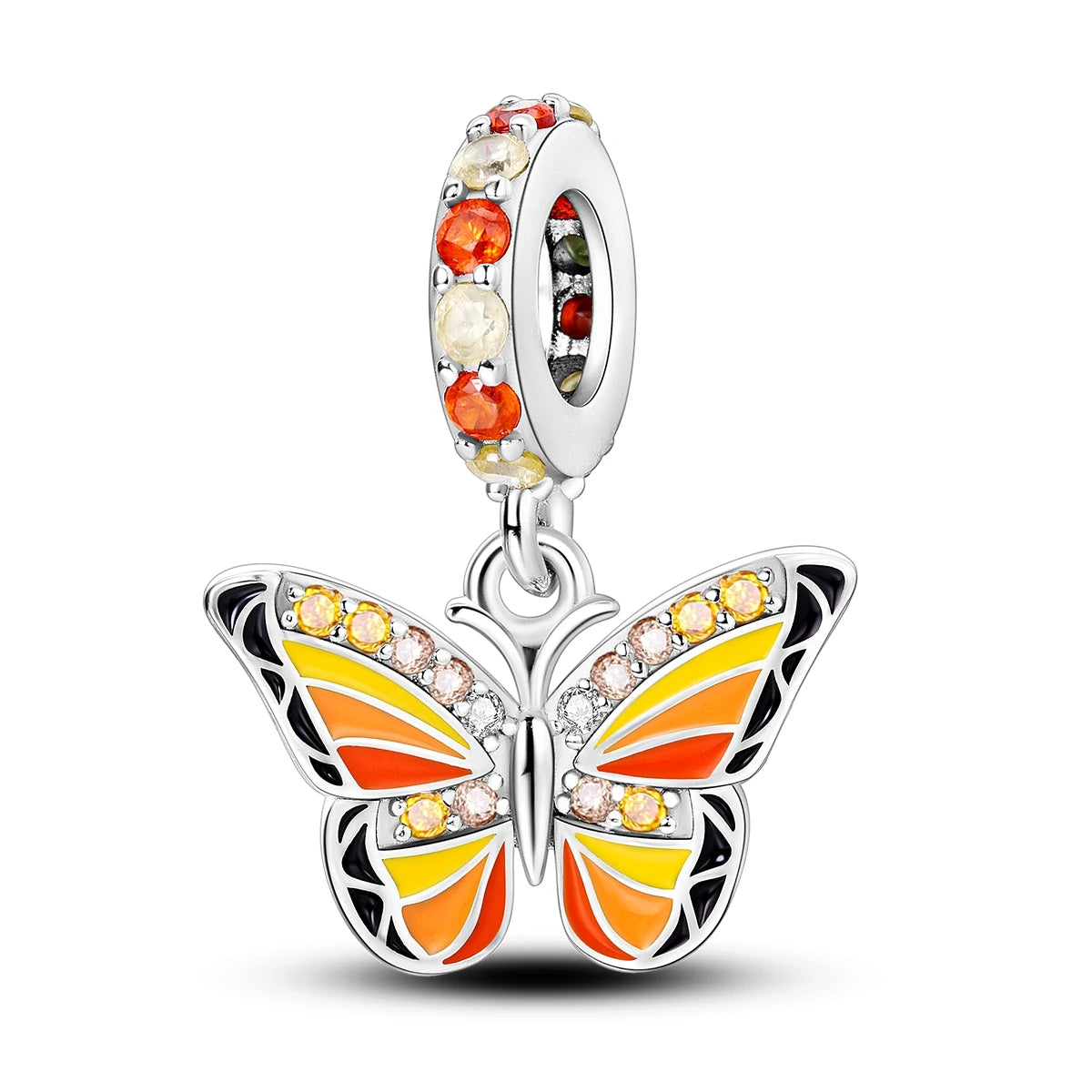 Charming Silver-Plated Chameleon Avocado Moon Eye Charm for Dangle Bracelets