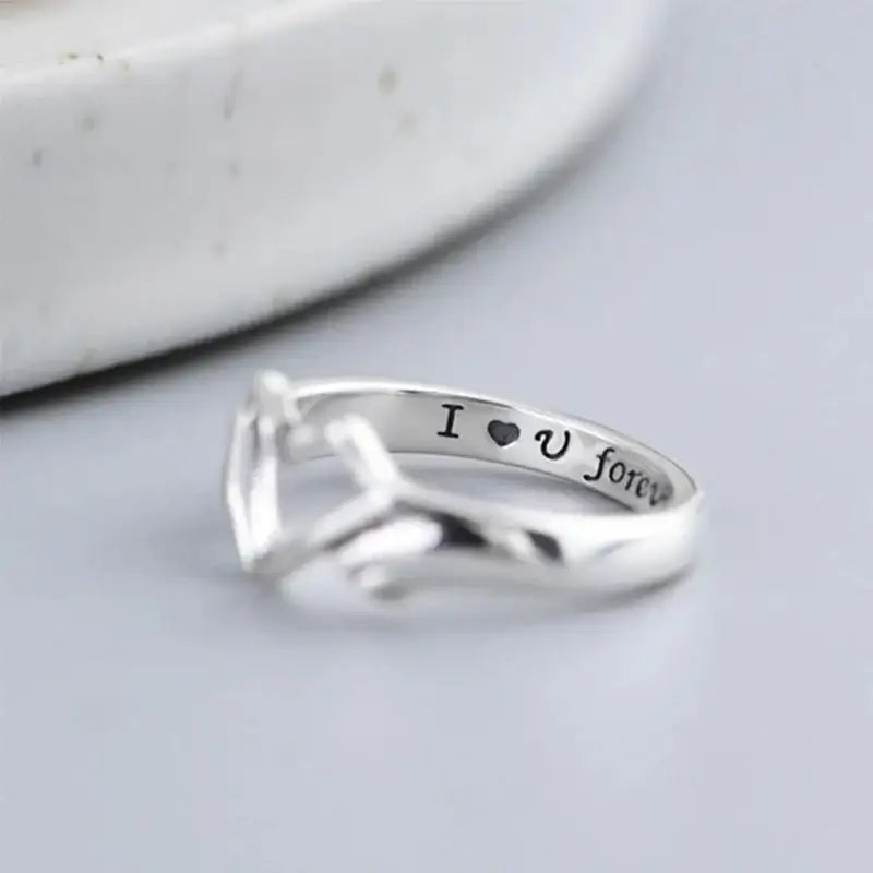 Bague de geste en argent sterling 925 Huitan avec coeur, je t'aime pour toujours. 