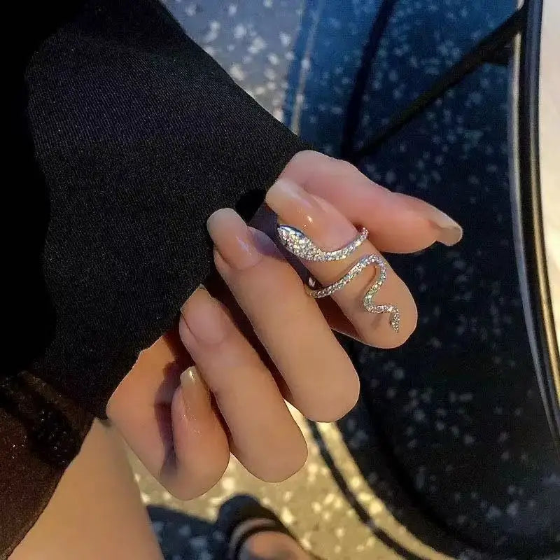 Retro Elegance Serpentine Rhinestone Open Rings for Men & Women - Top-Rated Fashion Statement