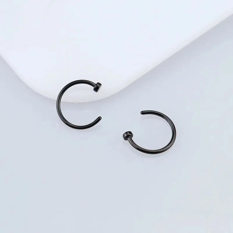 2/6 Stücke gefälschte Nasenringe für Frauen, 316L Edelstahl Lippenringe, Labret-Ring, Nasenring-Bügelförmige Stecknadeln, Nasenpiercing-Juwelen