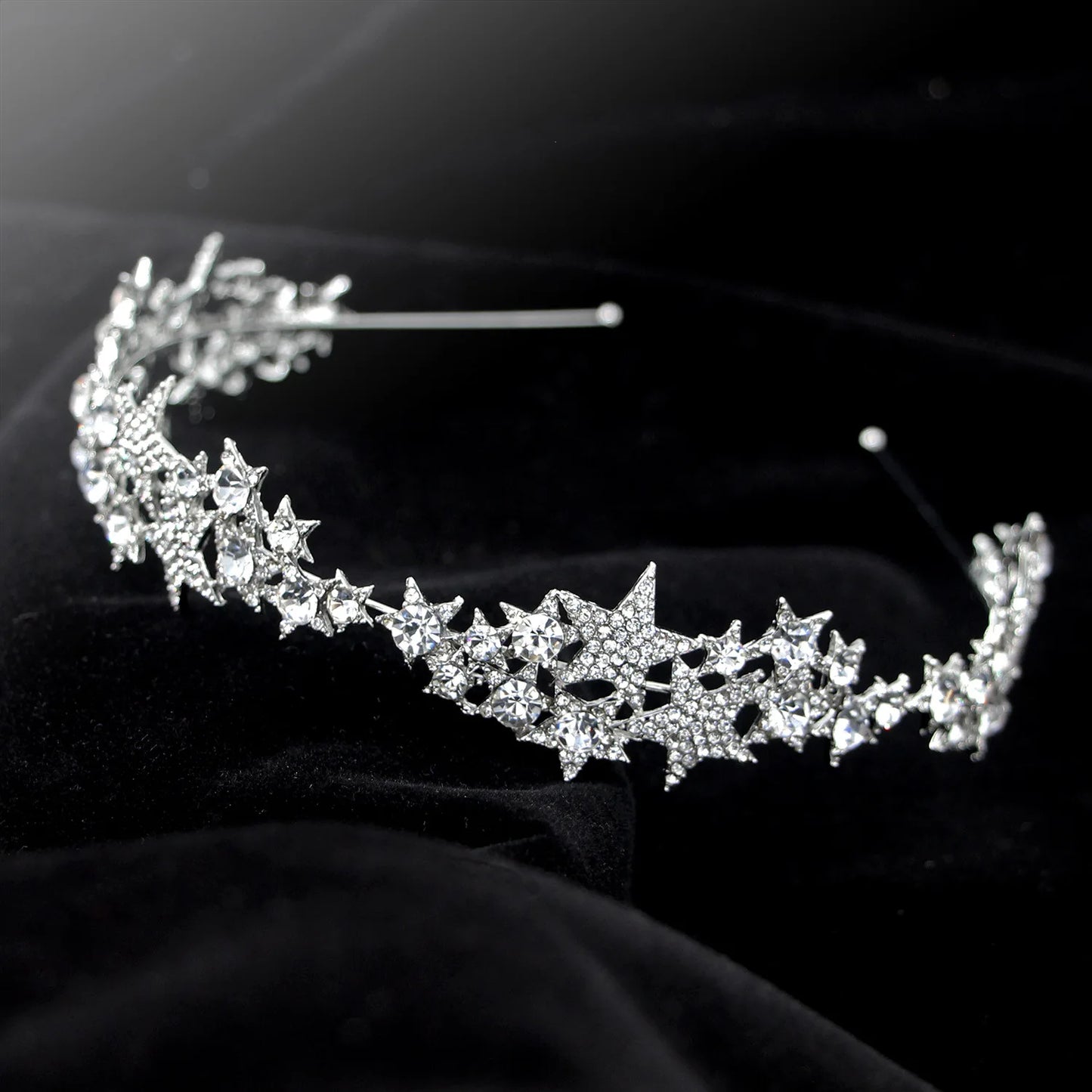 Wedding Crown Hair Jewelry - Double Layer Crystal Star Headpiece with Rhinestones