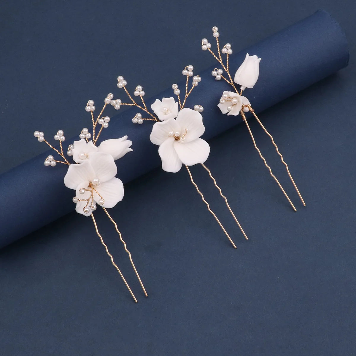 Elegant Bride U-Shaped Hair Sticks - Top-Rated Porcelain Flower Hairpins for Stunning Wedding Looks