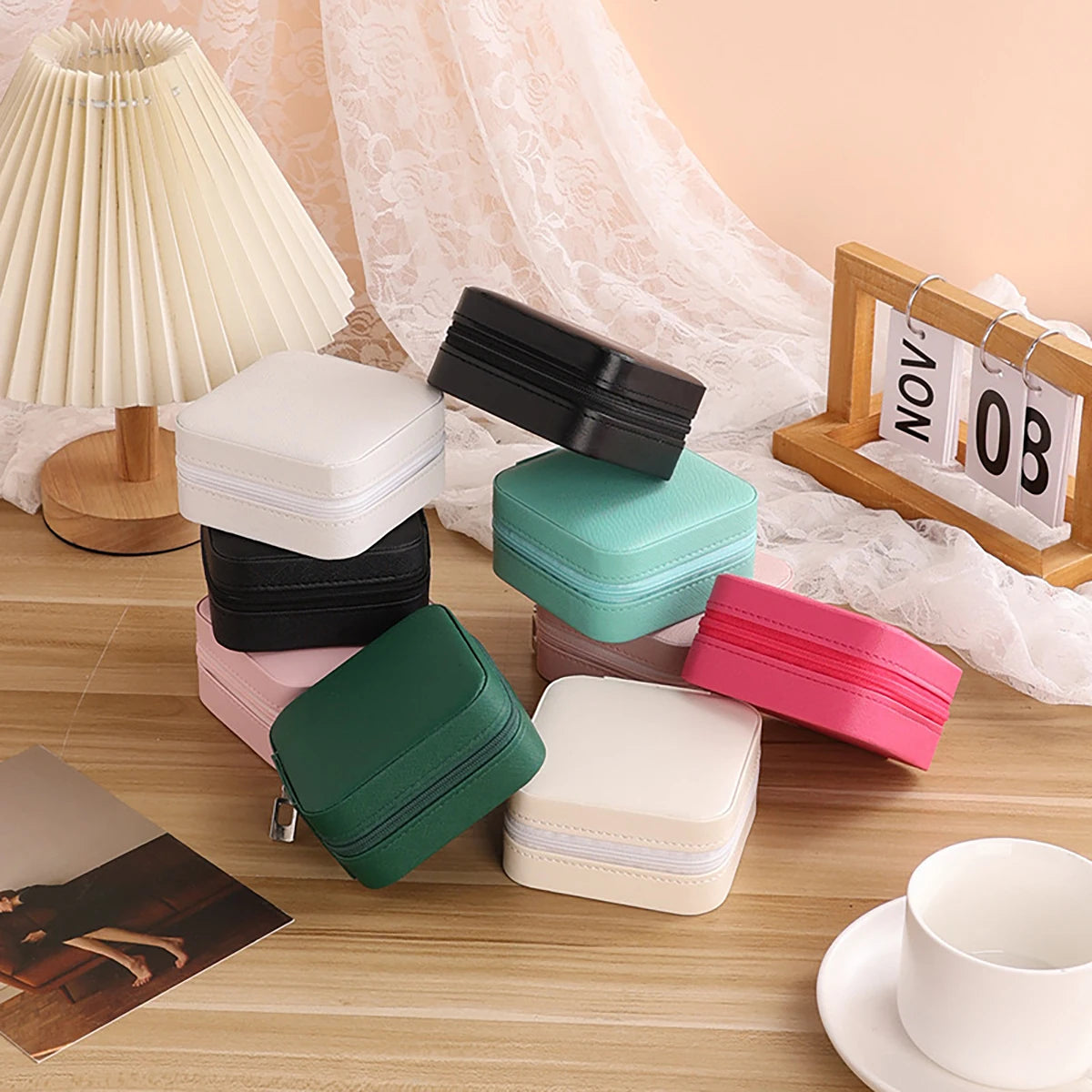 Travel-Friendly PU Leather Jewelry Organizer - Top-Rated Mini Storage Box for Bracelets, Earrings & Rings