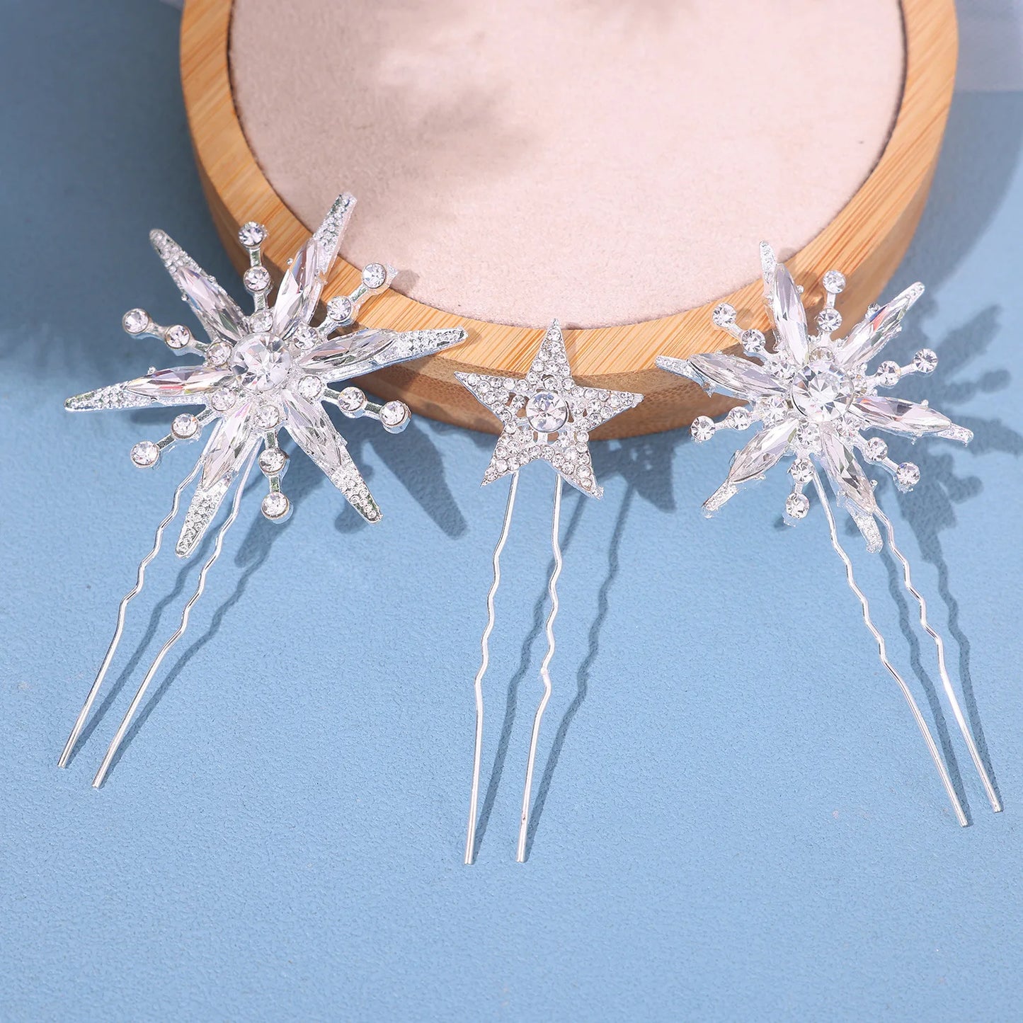 Wedding Crown Hair Jewelry - Double Layer Crystal Star Headpiece with Rhinestones