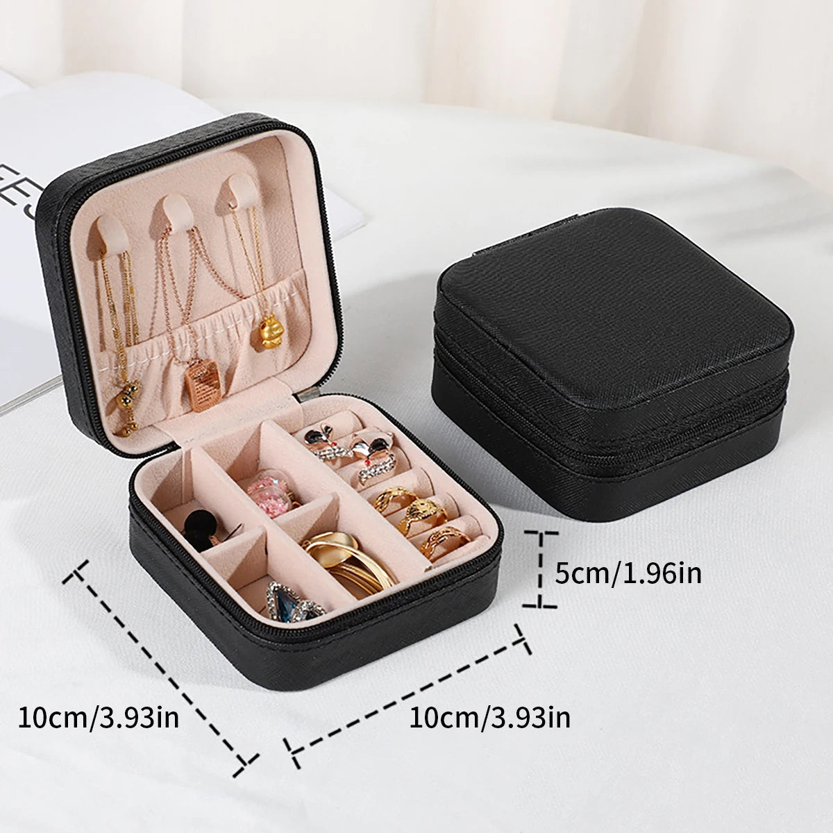 Travel-Friendly PU Leather Jewelry Organizer - Top-Rated Mini Storage Box for Bracelets, Earrings & Rings