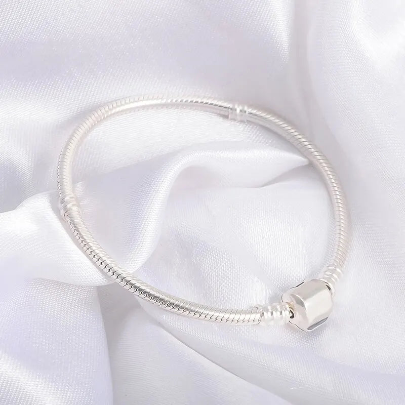 Handcrafted Silver Charm Bracelet - Top-Rated Soft Smooth Snake Bone Design for Women