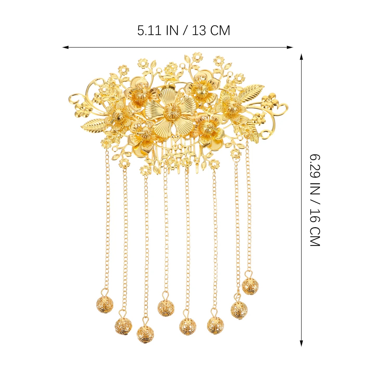 Vintage Charm Hairpin - Traditional Wedding Accessory with Elegant Tassels