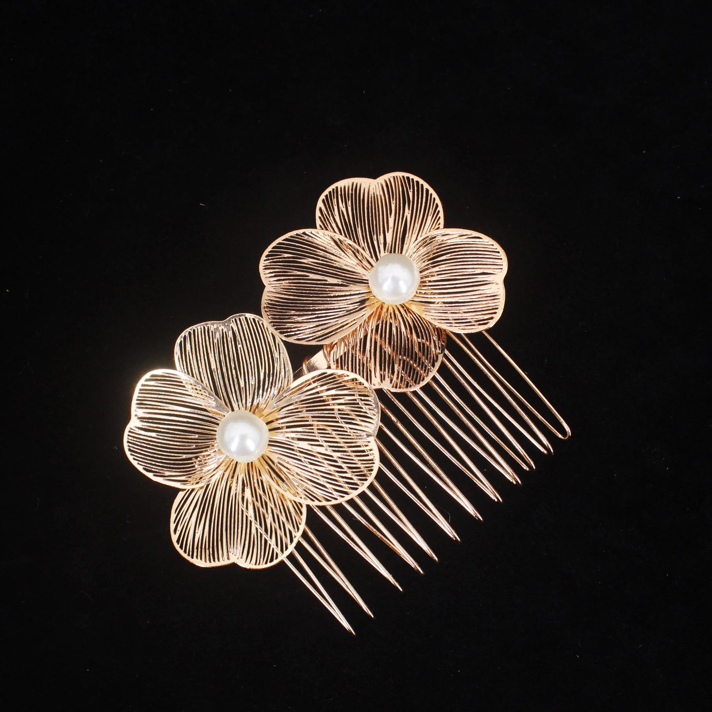 Bridal Bliss Flower Pearl Hair Comb Pins - 2PCS Wedding Accessories