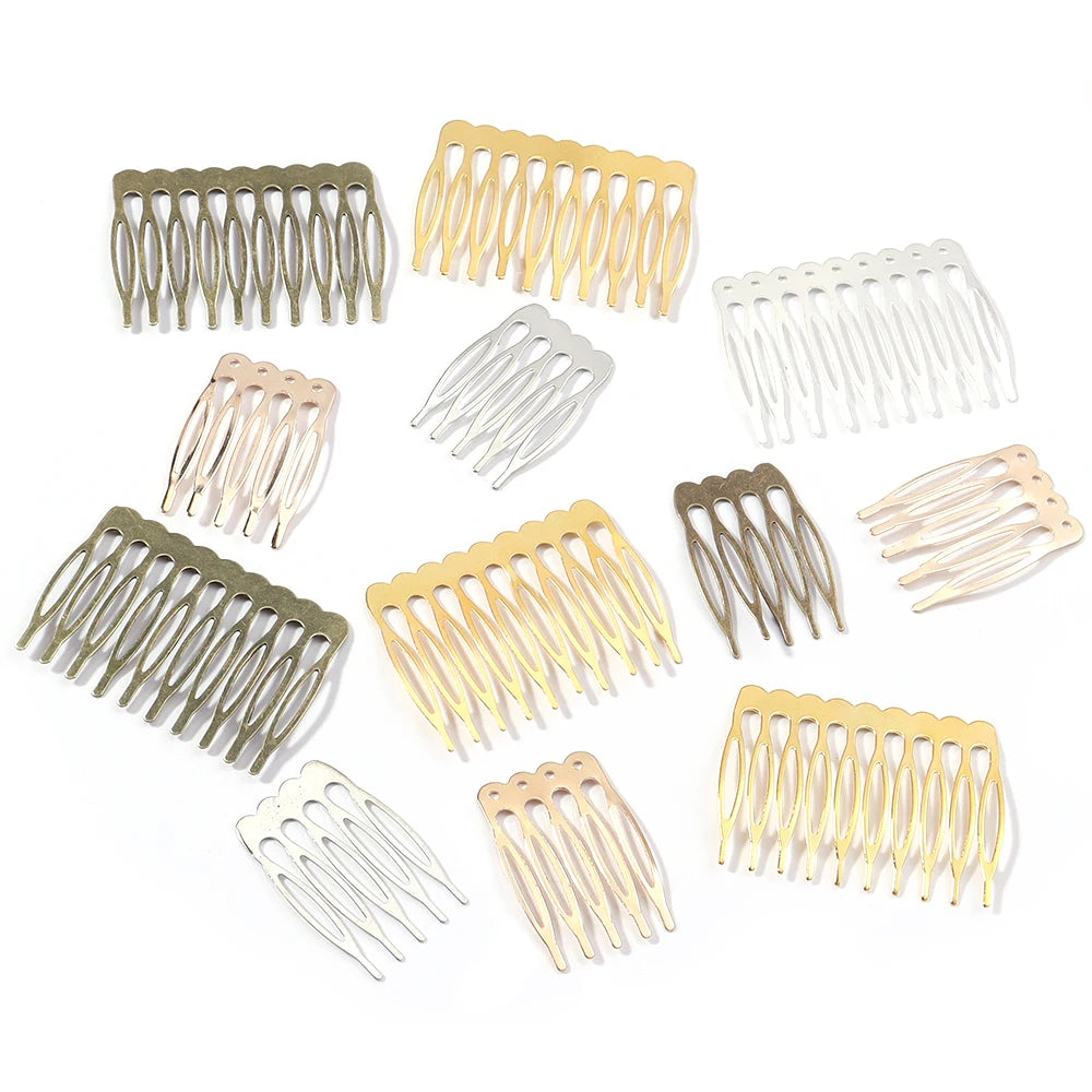Rhodium & Bronze Gold Bridal Hairpins - 10pcs Wedding Hair Combs for Stunning Styles