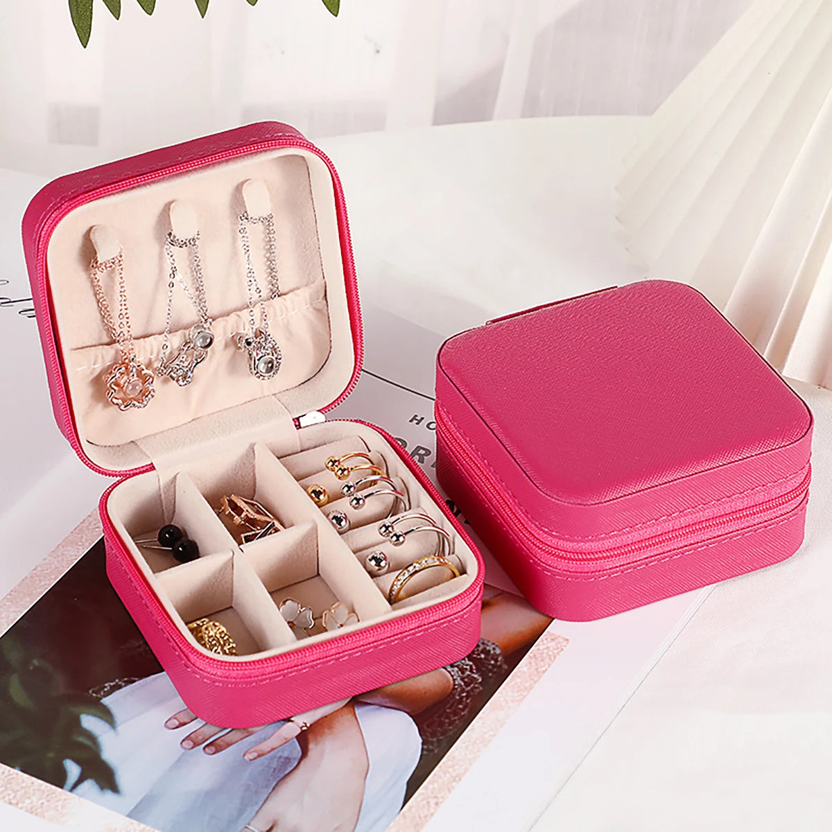 Travel-Friendly PU Leather Jewelry Organizer - Top-Rated Mini Storage Box for Bracelets, Earrings & Rings