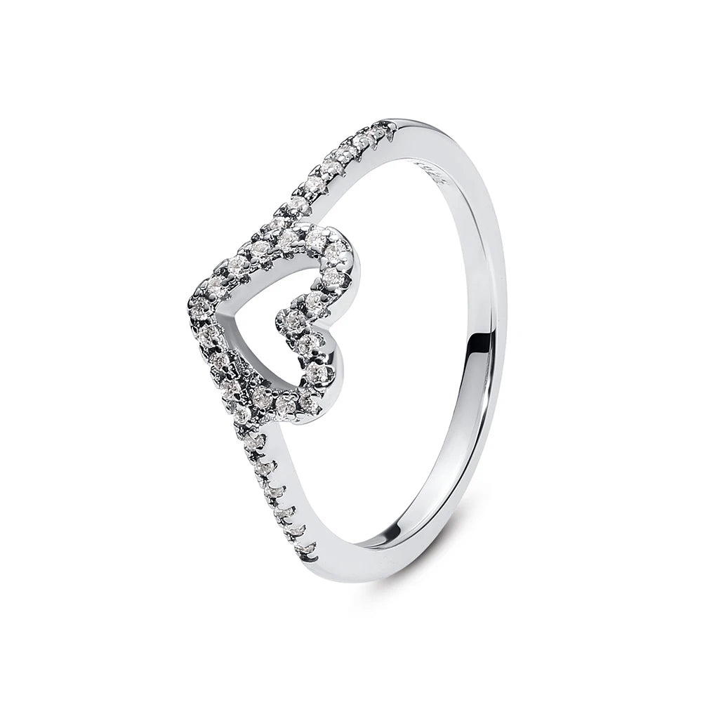Original 925 Sterling Silver Love Heart Crown Engagement Ring - Rose Gold Luxury Jewelry Gift