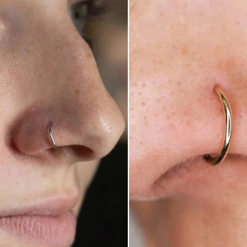 1pc Hypoallergenic Stainless Steel D Shape Nose Ring - Top-Rated Piercing Jewelry for All