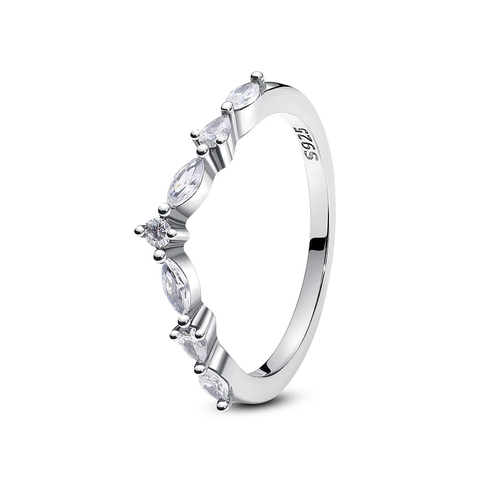 Original 925 Sterling Silver Love Heart Crown Engagement Ring - Rose Gold Luxury Jewelry Gift