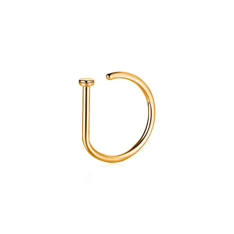 1pc Hypoallergenic Stainless Steel D Shape Nose Ring - Top-Rated Piercing Jewelry for All