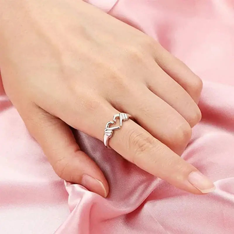 Bague de geste en argent sterling 925 Huitan avec coeur, je t'aime pour toujours. 