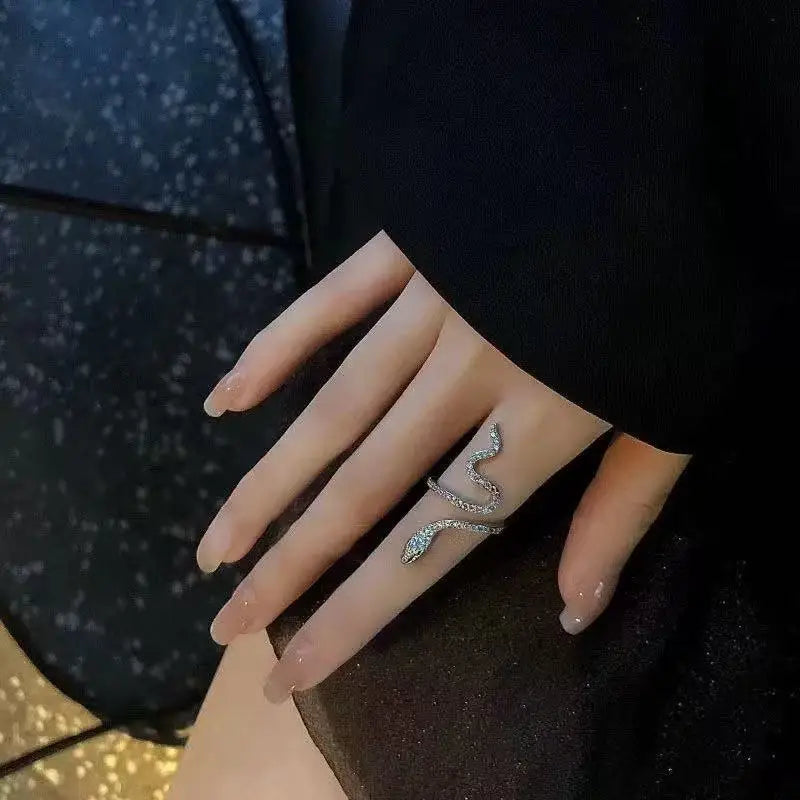 Retro Elegance Serpentine Rhinestone Open Rings for Men & Women - Top-Rated Fashion Statement