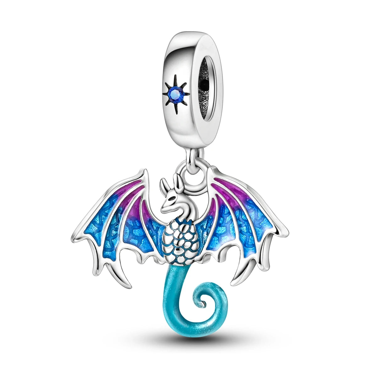 Charming Silver-Plated Chameleon Avocado Moon Eye Charm for Dangle Bracelets