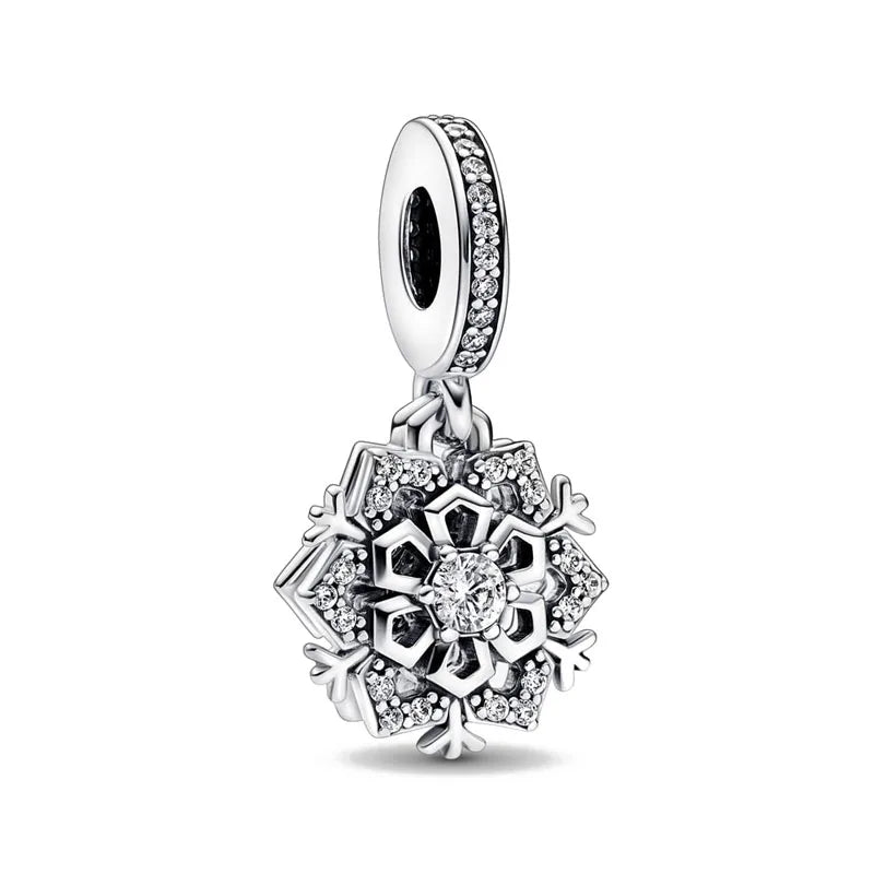 Snowflake Family Cat Mom Dangle Pendant - Top-Rated 925 Sterling Silver Jewelry for Bracelets