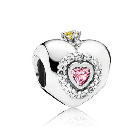 Spring Pink 925 Sterling Silver Enamel Flower Pendant for Mother-Daughter Bracelets