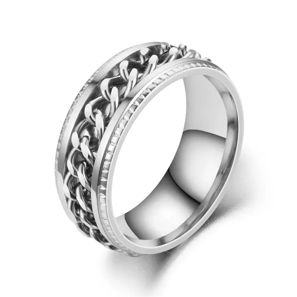 Fashionable Rotatable Stainless Steel Chain Ring for Men & Women - Top-Rated Titanium Jewelry Gift