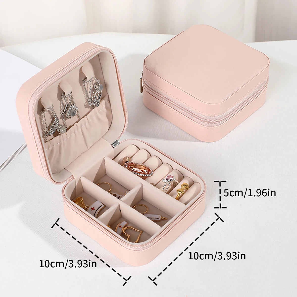 Travel-Friendly PU Leather Jewelry Organizer - Top-Rated Mini Storage Box for Bracelets, Earrings & Rings