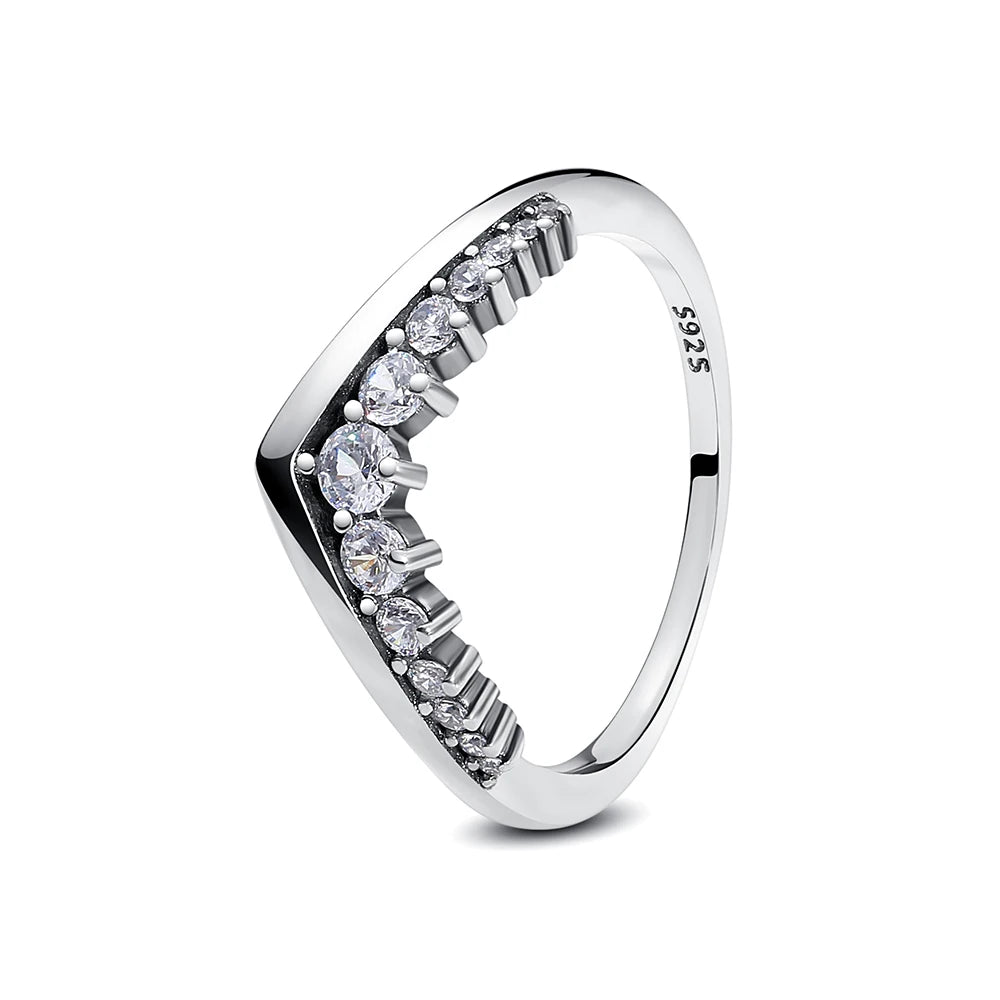 Original 925 Sterling Silver Love Heart Crown Engagement Ring - Rose Gold Luxury Jewelry Gift