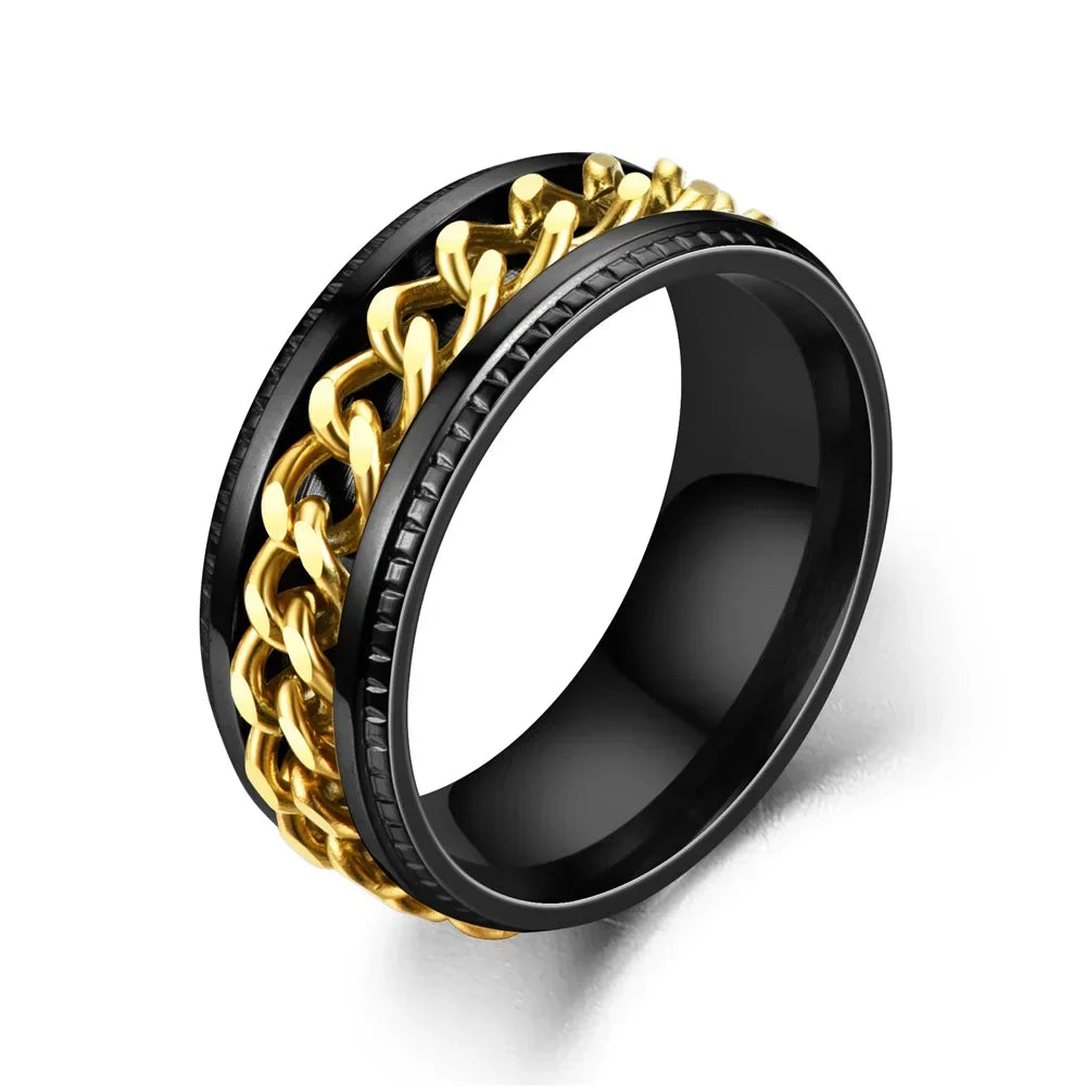 Fashionable Rotatable Stainless Steel Chain Ring for Men & Women - Top-Rated Titanium Jewelry Gift