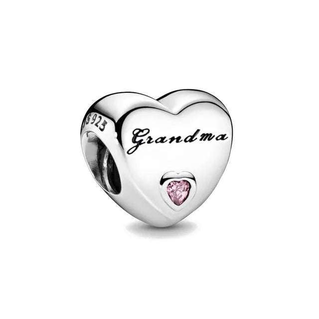 Spring Pink 925 Sterling Silver Enamel Flower Pendant for Mother-Daughter Bracelets