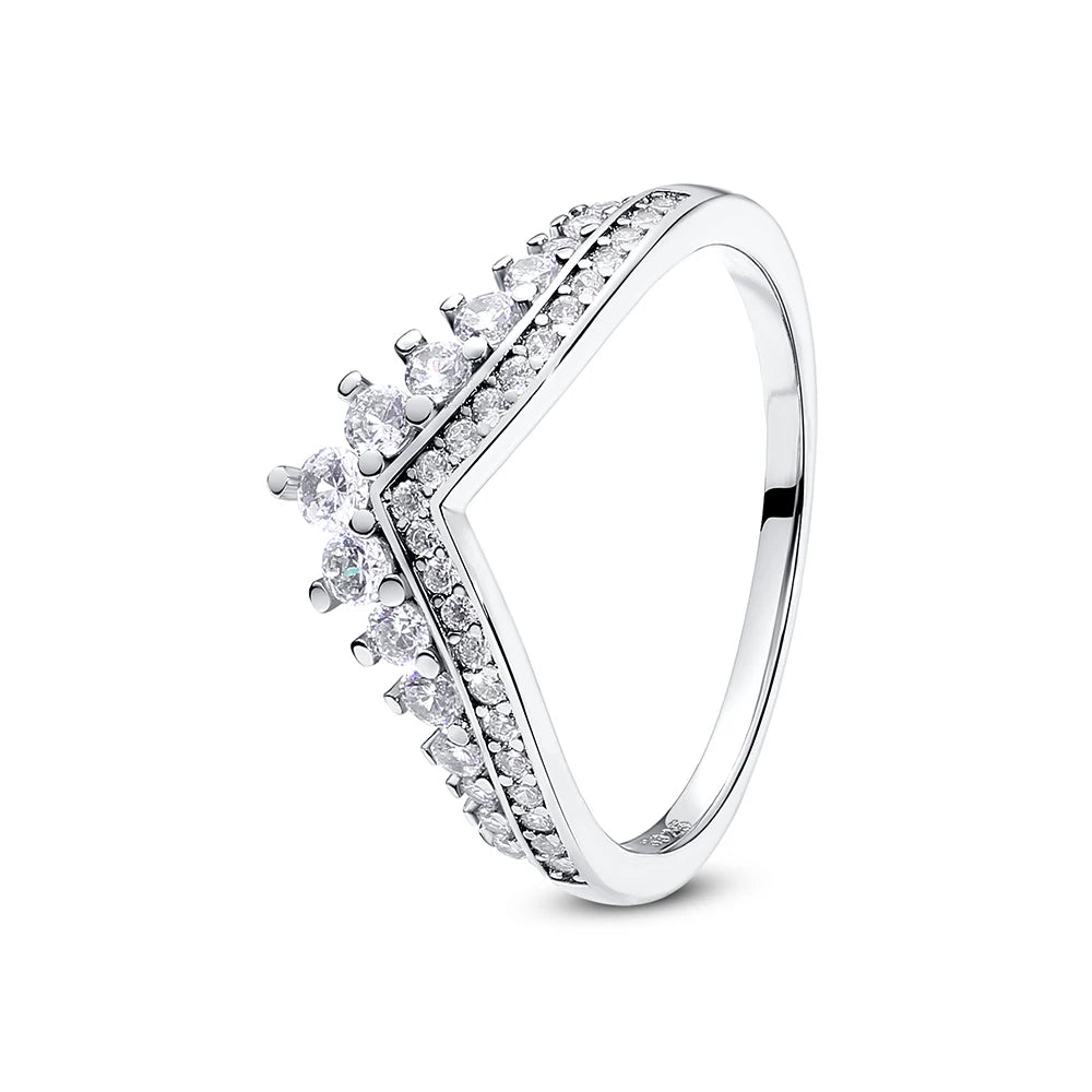 Original 925 Sterling Silver Love Heart Crown Engagement Ring - Rose Gold Luxury Jewelry Gift