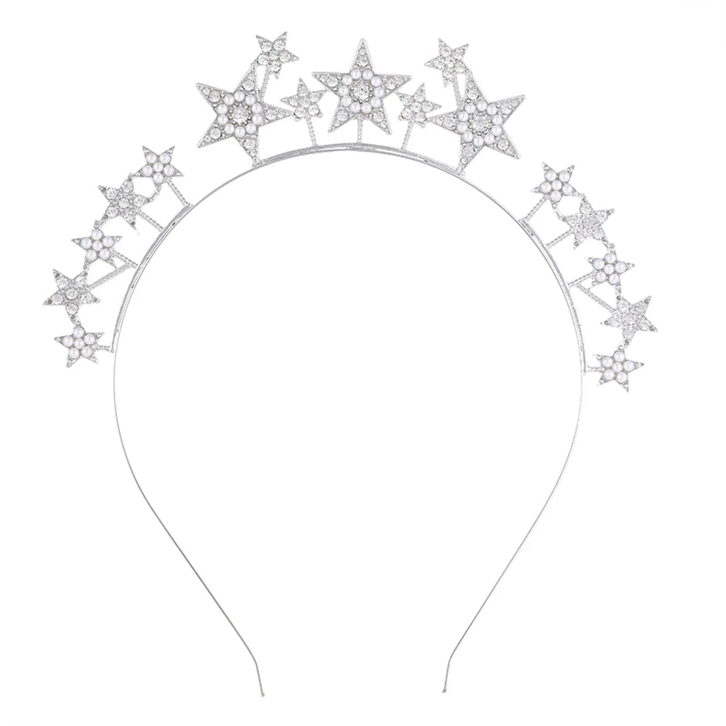 Wedding Crown Hair Jewelry - Double Layer Crystal Star Headpiece with Rhinestones